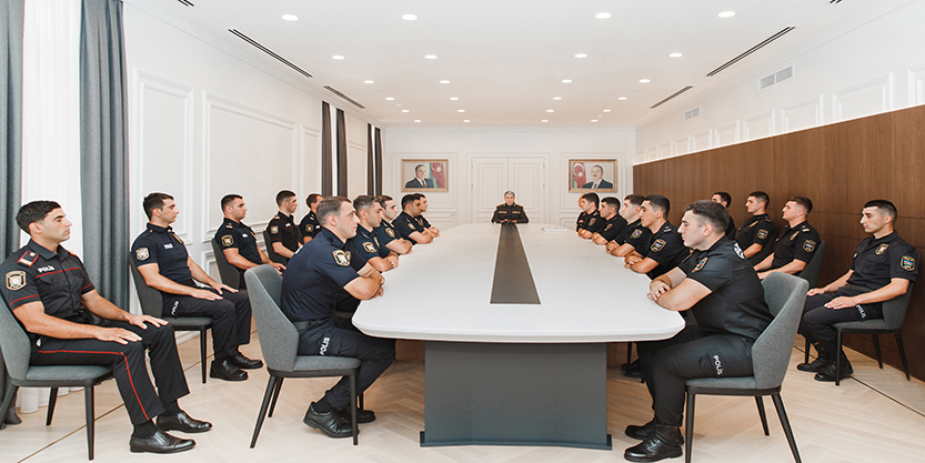 The Minister V.Eyvazov received police officers selected to study in Turkey